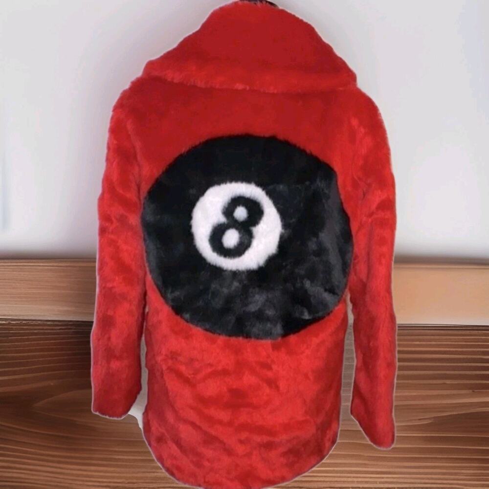 Dolls Kill Current Mood Racked Up Faux Fur Coat Jacket Red NOWT